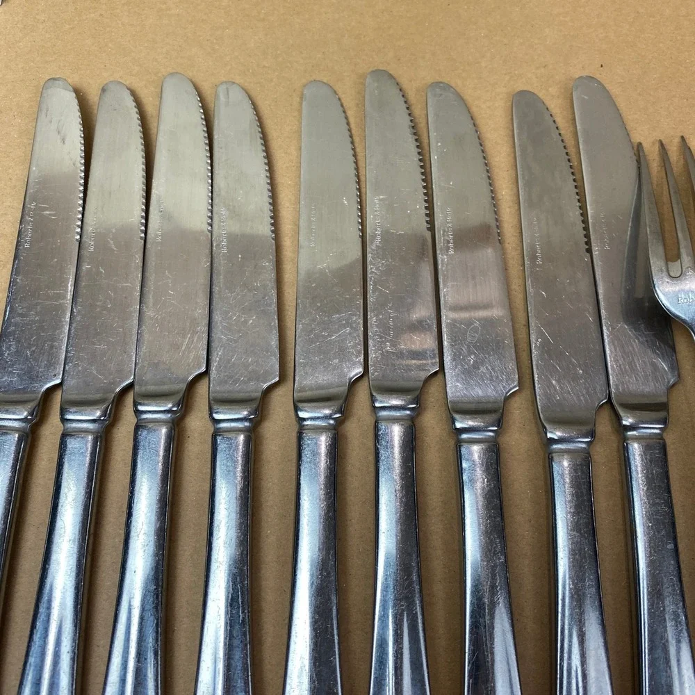 Roberts & Belk 18/10 Stainless Steel Flatware Set 33pc Silver Knives Forks Spoon